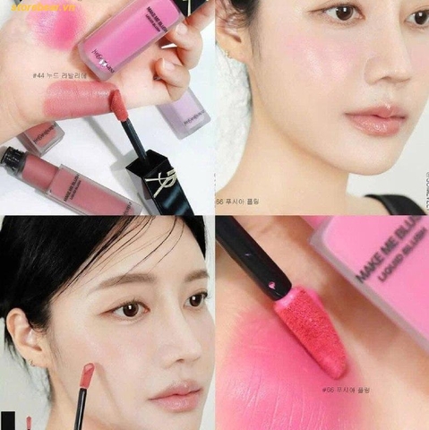 Set 2 Cây Má Hồng Ysl Liquid Make Me Blush - 44 Nude Lavallière + 66 Fuchsia Fling