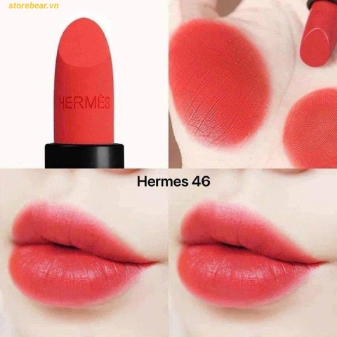Son Hermes 46 Rouge Exotique màu hồng cam san hô