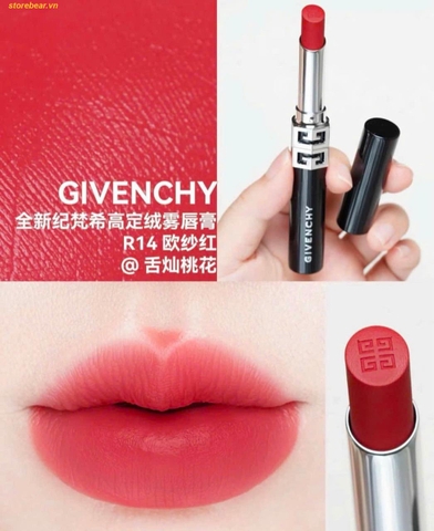 Son Givenchy Le Rouge Velvet Matte Long-Lasting Lipstick R14 Flushed Organza Màu Đỏ Gạch