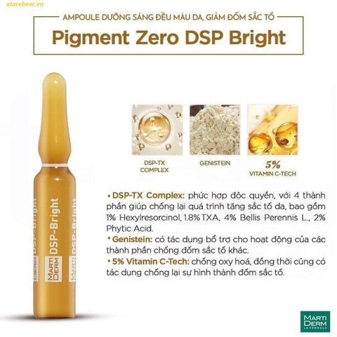 Ampoule Dưỡng Sáng Đều Màu Da, Giảm Đốm Sắc Tố - MartiDerm Pigment Zero DSP Bright hộp 5 ống