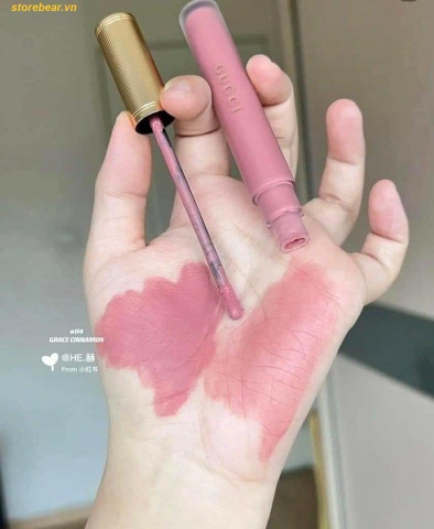 Son Kem Gucci Rouge Liquid Matte 114 Grace Cinnamon – Màu Hồng Nâu