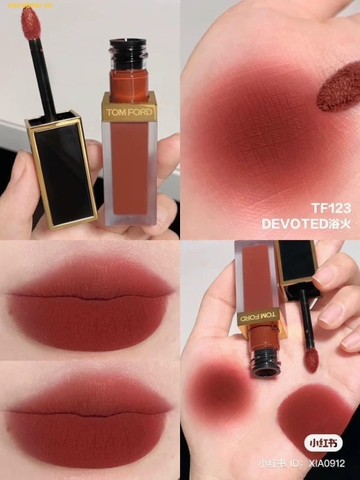 Son Kem Tom Ford Liquid Lip Luxe Matte 123 Devoted – Màu Đỏ Nâu
