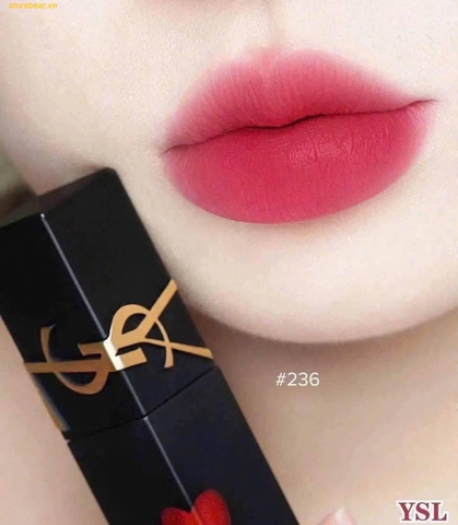 Son Kem YSL The Inks Vinyl Blur 236 Ruby Attraction Màu Hồng đỏ ruby