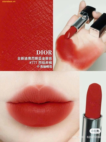 Son Rouge Dior Couture Colour Lipstick Velvet Finish Màu 777 Fahrenheit Đỏ Cam Fullsize Fullbox