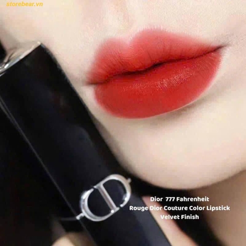 Son Rouge Dior Couture Colour Lipstick Velvet Finish Màu 777 Fahrenheit Đỏ Cam Fullsize Fullbox
