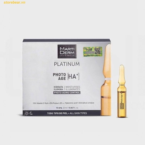 Ampoules 15% Vitamin C Nguyên Chất Chống Lão Hóa - MartiDerm Platinum Photo Age HA+ hộp 30 ống