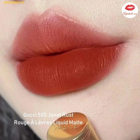 Son Kem Gucci Rouge Liquid Matte 505 Janet Rust – Màu Đỏ Đất