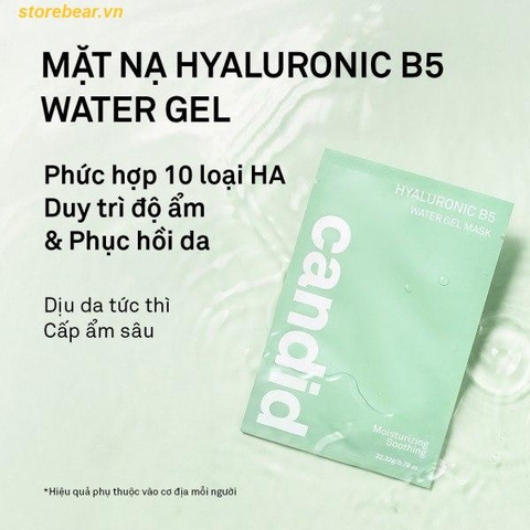 Mặt nạ cấp ẩm, phục hồi da Candid Hyaluronic B5 Water Gel Mask lẻ 1 miếng