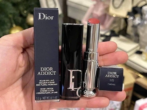 Son Dior ADDICT Shine 525 Màu Hồng Đào Chérie