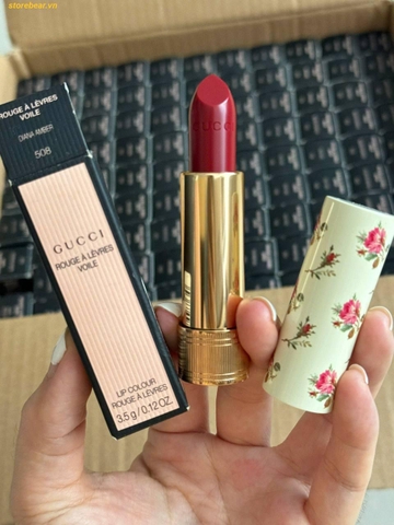 Son Gucci Rouge À Lèvres Satin Lipstick 508 Diana Amber - Màu Đỏ Ruby