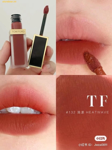 Son Kem Tom Ford Liquid Lip Luxe Matte 132 Heat Wave – Màu Đỏ Nâu Đất