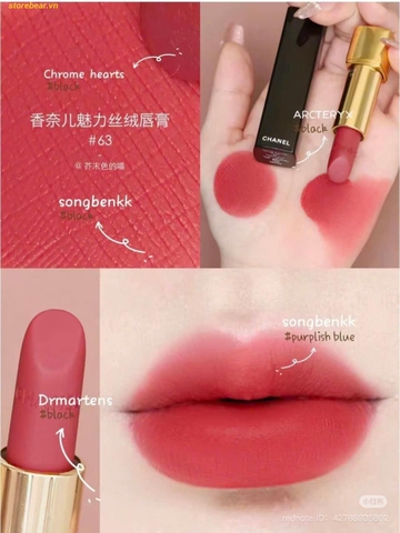 Son Chanel Rouge Allure Velvet Lipstick 63 𝐔𝐥𝐭𝐢𝐦𝐚𝐭𝐞 Esanciel de 𝐌𝐚̀𝐮 𝐇𝐨̂̀𝐧𝐠 𝐊𝐡𝐨̂