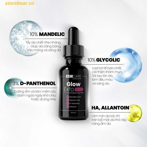 Tẩy Tế Bào Chết Làm Sáng, Mờ Thâm Và Đều Màu Da MD CARE Glow Exfo 30ml - Fullbox 30ml