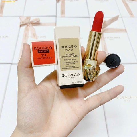 Son Guerlain Rouge G Velvet Refill 214 Le Rouge Kiss Màu Đỏ Cam