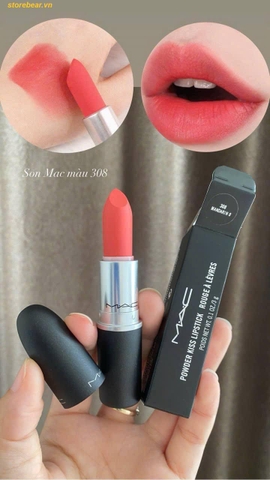 Son MAC Mandarin O 308 Màu Hồng Cam - Powder Kiss - Fullbox