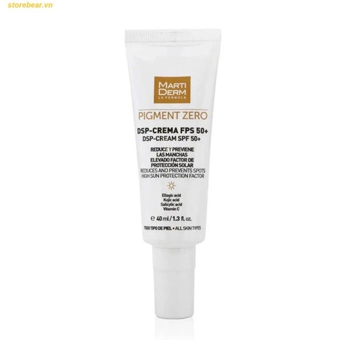 Kem Dường Ban Ngày Làm Sáng Da, Mờ Sắc Tố, MartiDerm Pigment Zero DSP FPS50+ Cream 40ml
