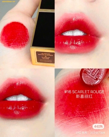 Son Tom Ford 16 Scarlet Rouge - Vỏ đen đỏ lạnh