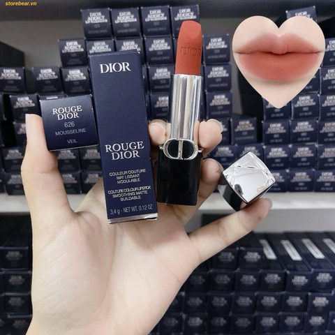 Son Dior Rouge Dior Couture Color Lipstick 626 Mousseline Veil Finish Màu Cam Gạch - Fullbox