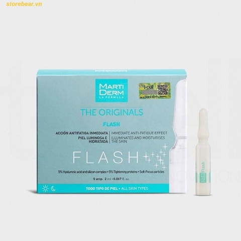 Ampoule Dưỡng Ẩm, Làm Sáng Da & Giảm Mệt Mỏi Tức Thì - MartiDerm The Originals Flash hộp 5 ống
