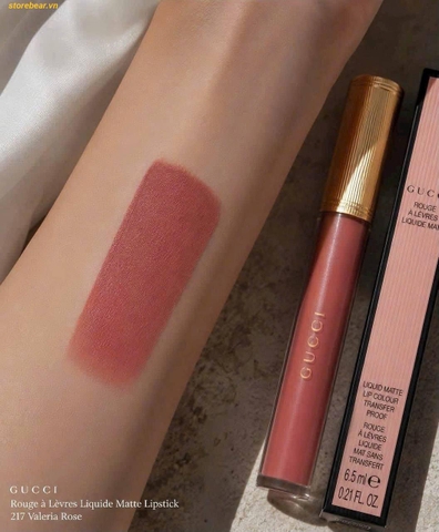 Son Kem Gucci Rouge À Lèvres Liquid Matte Lipstick - 217 - Valeria Rose - Fullbox