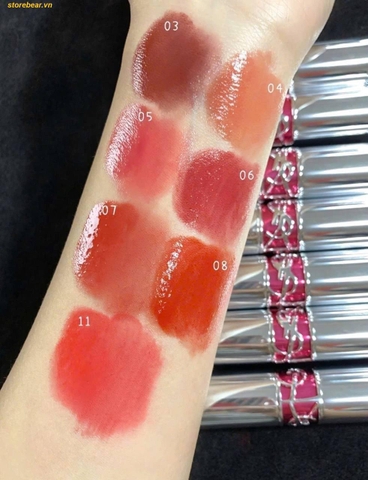 Son 𝐘𝐒𝐋 𝐑𝐨𝐮𝐠𝐞 𝐕𝐨𝐥𝐮𝐩𝐭𝐞 𝐂𝐚𝐧𝐝𝐲 𝐆𝐥𝐚𝐳𝐞 - 11 Red Thrill - Đỏ ánh cam