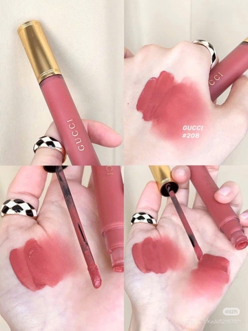 Son Kem Gucci Rouge Liquid Matte Màu 208 They Met in Argentina - Hồng Đất