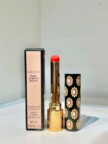 Son Gucci Rouge De Beauté Brillant 516 Margaret Ruby – Màu Đỏ Ánh Cam