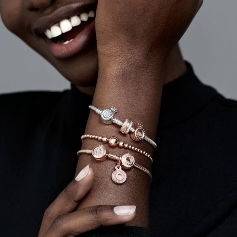 Pandora Moments Snake Chain Bracelet (Crown Clasp, Silver Sterling) - Vòng/lắc tay bạc 925, khoá tim vương miệng, dáng mềm - JEWELRY BRACELET