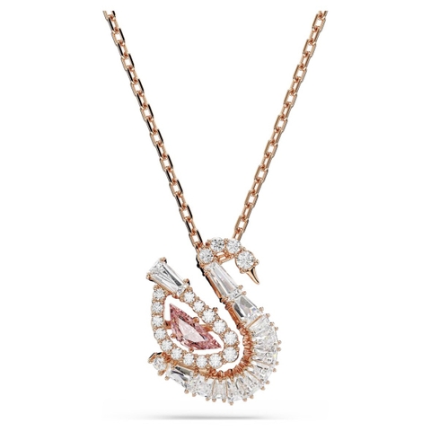 SWAROVSKI Swan pendant (Mixed cuts, WHITE/BLUE/PINK/RED) - Dây cổ, chuyền, đính đá pha lê trắng/xanh/hồng/đỏ, thiên nga - JEWELRY NECKLACE