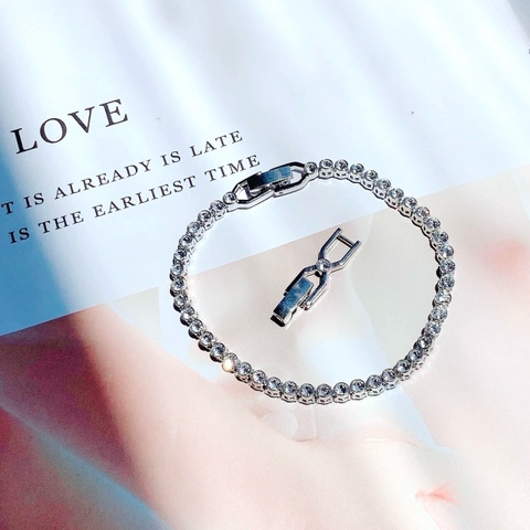 SWAROVSKI Emily bracelet (Round cut, White, Rhodium plated) - Vòng/lắc tay đá pha lê trắng - SWAROVSKI - JEWELRY