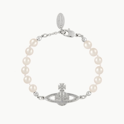 VIVIENNE WESTWOOD Mini Bas Relief Pearl Bracelet - Vòng/lắc tay hình quả cầu, phối đá pha lê trắng, pha lê ngọc trai - JEWELRY BRACELETS