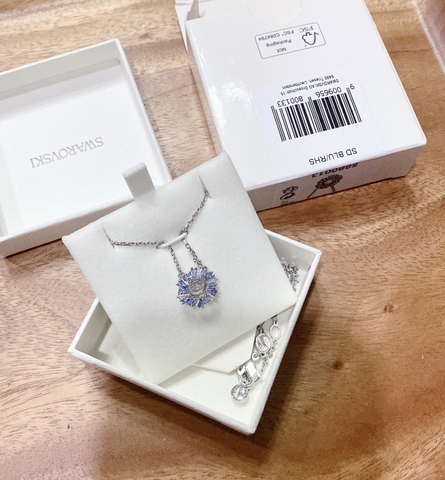 SWAROVSKI Idyllia pendant (Flower, Blue, Rhodium plated) - Dây cổ, dây chuyền đá pha lê xanh trắng - SWAROVSKI - JEWELRY NECKLACE