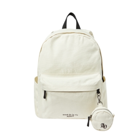 ADLV BASIC LOGO SIMPLE COTTON BACKPACK Cream/Grey/Black - Cặp, Balo màu trắng kem/xám/đen