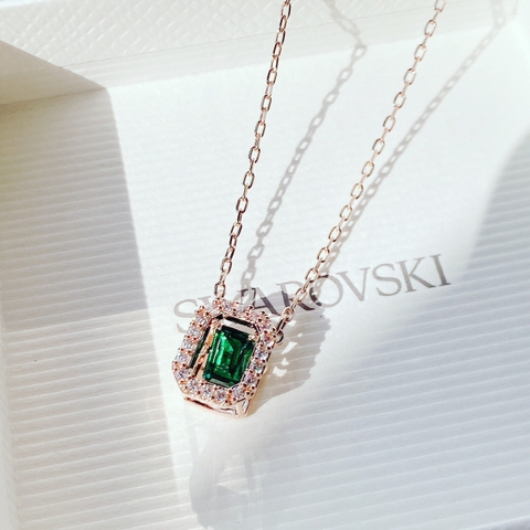 SWAROVSKI Millenia necklace (Octagon cut, Green, Rose gold-tone plated - Dây cổ, dây chuyền đá pha lê xanh chuyển động - SWAROVSKI - JEWELRY NECKLACE