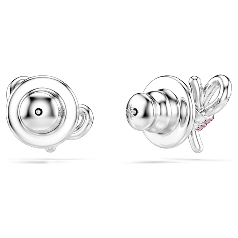 SWAROVSKI Lifelong Bow stud earrings (Bow, Pink, Rhodium plated) - Khuyên tai, hình nơ, pha lê hồng - JEWERY