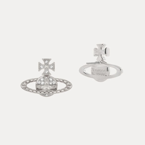 VIVIENNE WESTWOOD Mayfair Bas Relief Earrings - Khuyên tai hình quả cầu hai chiều, phối đá pha lê trắng - JEWELRY EARRINGS