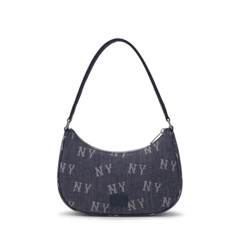 TÚI MLB MONOGRAM NEW YORK NY DENIM BLUE HOBO BAG