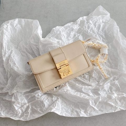 TÚI MCM TRACY BẢN TRƠN MÀU CREAM