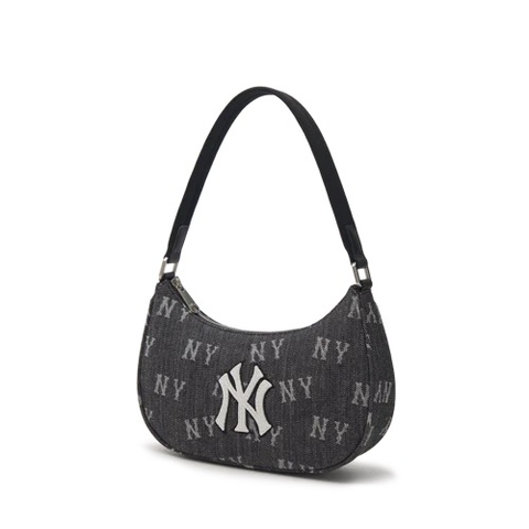 TÚI MLB MONOGRAM NEW YORK NY DENIM BLACK HOBO BAG