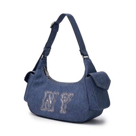 Túi MLB Basic Mega Logo Denim Cargo crossbody / shoulder Bag New York Yankees NY Blue - Túi xách, đeo vai, màu xanh denim