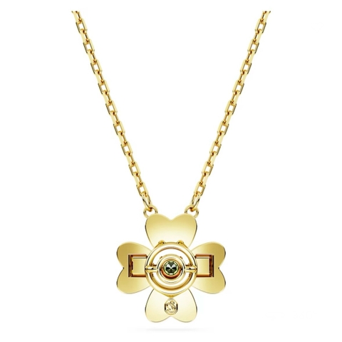 SWAROVSKI Idyllia pendant (Clover, Green, Gold-tone plated) - Dây cổ, dây chuyền lá, pha lê xanh - JEWELRY NECKLACE