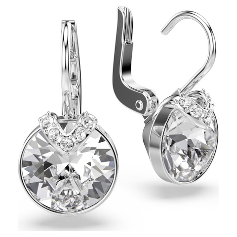 CHÍNH HÃNG - SWAROVSKI Bella V drop earrings (Round cut, White, Rhodium plated) - Khuyên tai, đính pha lê trắng - JEWERY