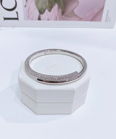 SWAROVSKI Dextera bangle (Magnetic closure, White, Rhodium plated) - Vòng/lắc tay pha lê trắng - JEWELRY BRACELET