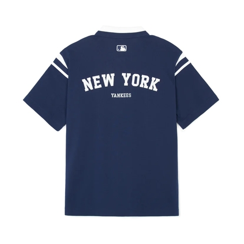 Áo MLB Varsity shoulder color overfit collar POLO shirt New York Yankees NAVY