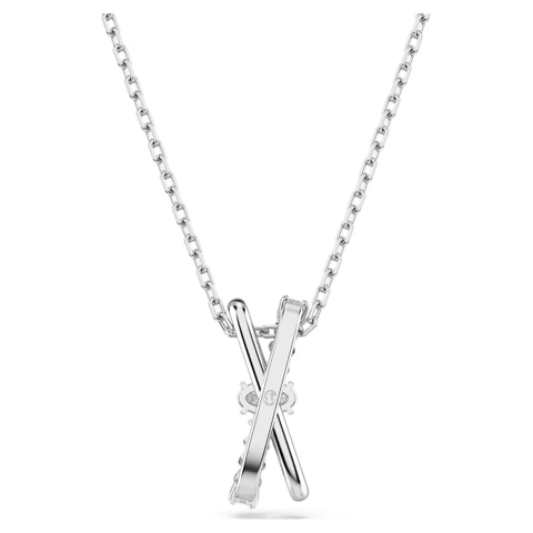SWAROVSKI Hyperbola pendant (Mixed cuts, Twist, White, Rhodium plated) - Dây cổ, dây chuyền, mặt xoắn chéo, pha lê trắng - JEWELRY NECKLACE