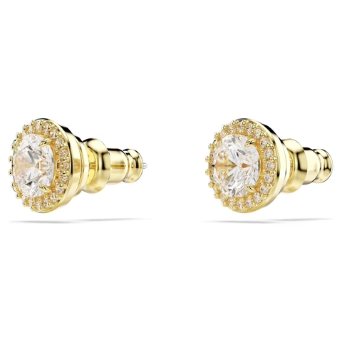 SWAROVSKI Una Angelic stud earrings (Round cut, Gold-tone plated) - Khuyên tai, pha lê tròn, màu vàng - JEWERY