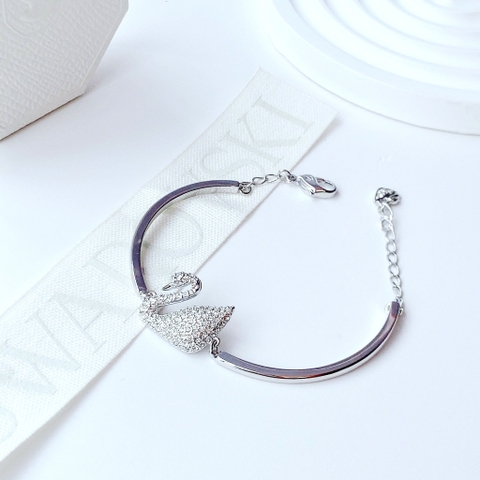 SWAROVSKI Iconic Swan bangle (Swan, White, Rhodium plated) - Vòng/lắc tay thiên nga trắng - BRACELET - JEWELRY