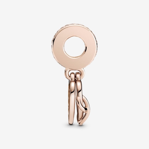 PANDORA Charm Moments LOVE YOU INFINITY HEART dangle (Silver Sterling, Rose-gold 14k plated, Zircona) - Hạt trang trí treo vòng tay hình trái tim vô cực, bạc 925, mạ vàng hồng 14k, đá CZ