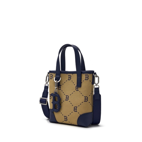 Túi MLB Diamond monogram jacquard mini tote crossbody bag Boston Red Sox Beige - Túi xách, túi đeo chéo màu nâu be