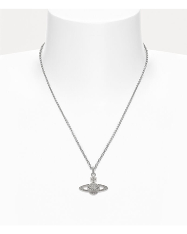 VIVIENNE WESTWOOD Mini Bas Relief Orb Pendant Necklace - Dây cổ/chuyền hình quả cầu hai chiều, phối đá CZ trắng - JEWELRY NECKLACE
